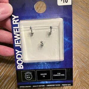 Eyebrow #16 Gauge Stainless Steel Trio Earring Set